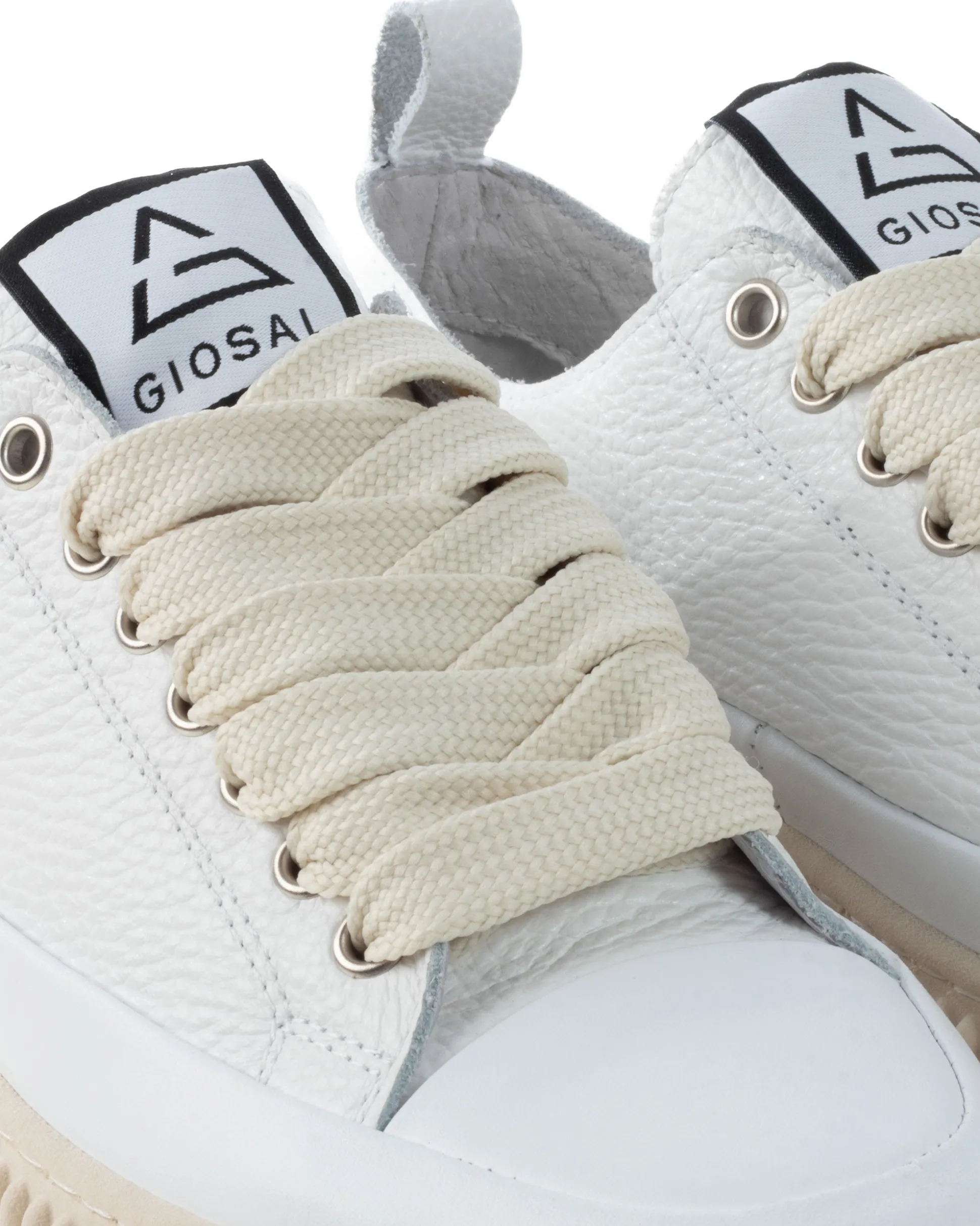 Scarpe Uomo Sneakers Bianche Ecopelle Martellata Sportive Pelle Bottolato Fondo Gomma Ampia GIOSAL-S1258A