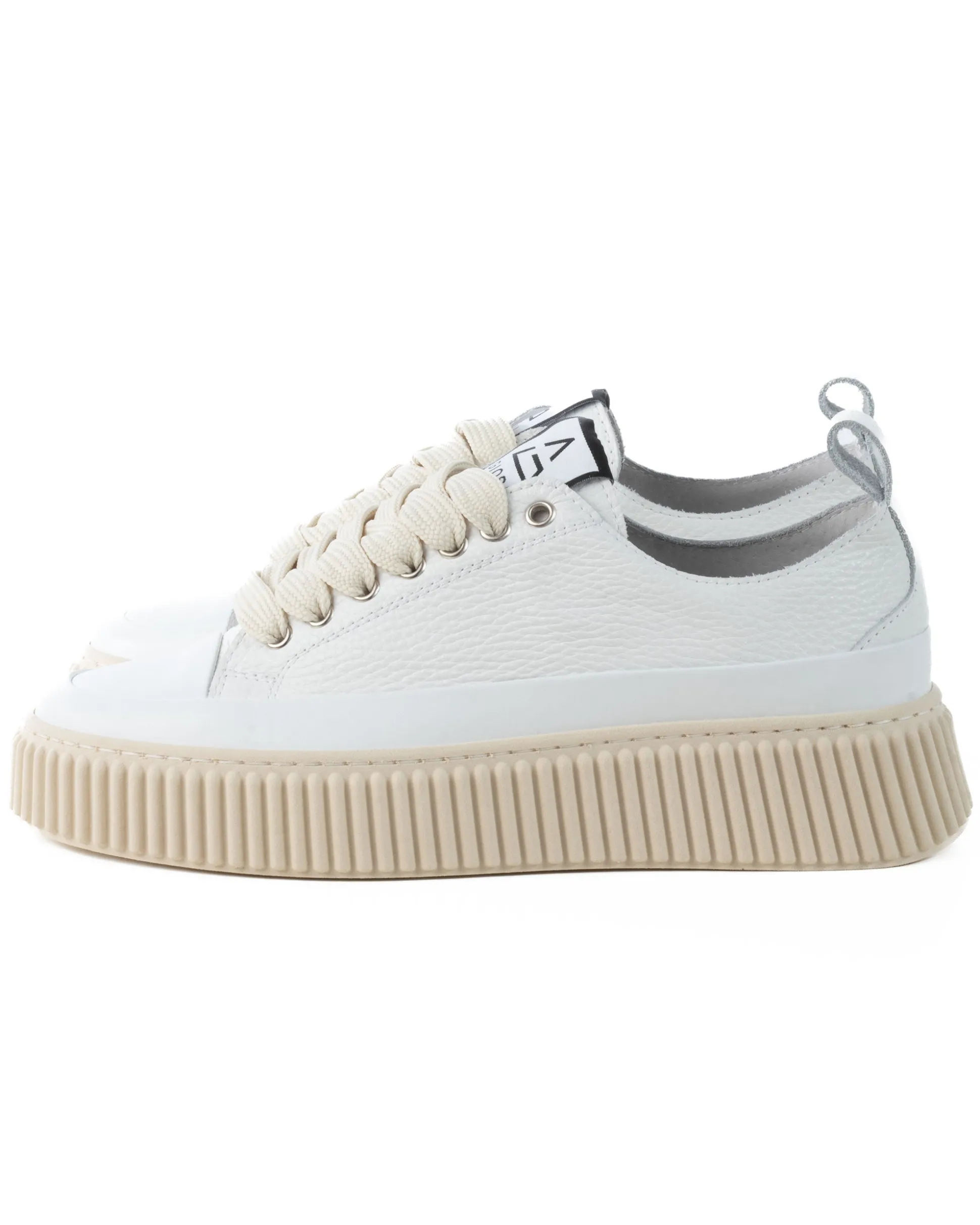 Scarpe Uomo Sneakers Bianche Ecopelle Martellata Sportive Pelle Bottolato Fondo Gomma Ampia GIOSAL-S1258A