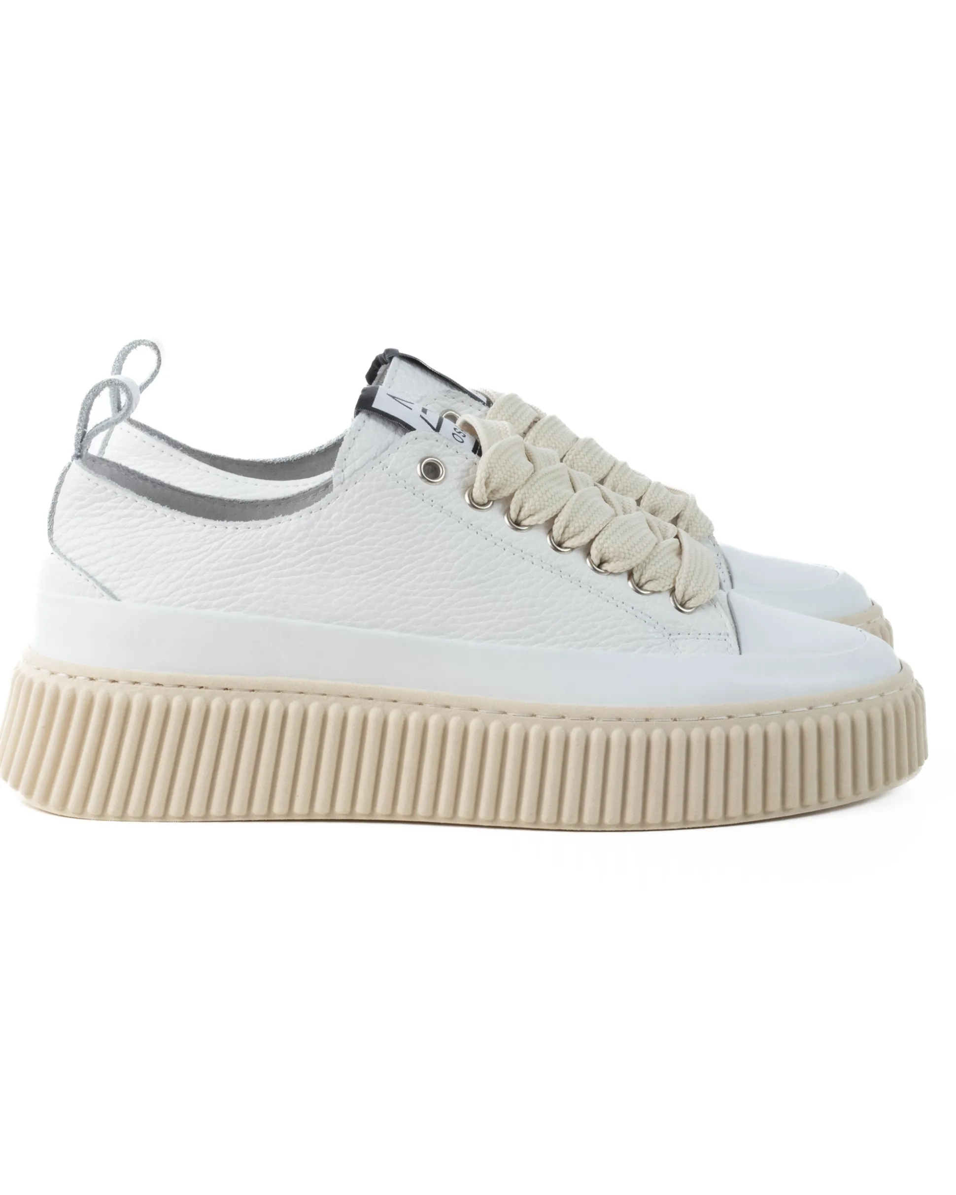 Scarpe Uomo Sneakers Bianche Ecopelle Martellata Sportive Pelle Bottolato Fondo Gomma Ampia GIOSAL-S1258A