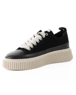 Scarpe Uomo Sneakers Camoscio Nero Beige Sportive Fondo Gomma Ampia GIOSAL-S1259A