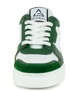 Scarpe Uomo Sneakers Ecopelle Camoscio Basic Bianco Verde Casual Sportive GIOSAL-S1221A