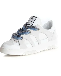 Scarpe Uomo Sneakers Ecopelle Bianco Grigio Lacci Colorati Casual Sportive GIOSAL-S1229A