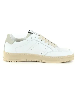 Scarpe Uomo Sneakers Ecopelle Basic Bianco Beige Casual Sportive GIOSAL-S1218A