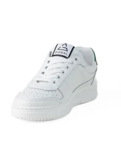 Scarpe Uomo Sneakers Ecopelle Martellata Bianche Casual Sportive Pelle Bottolato Verde GIOSAL-S1256A