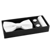 Set Papillon Gemelli Pochette Uomo Unisex Elegante Cerimonia Bianco GIOSAL-CP1112A
