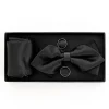 Set Papillon Pochette Gemelli Uomo Unisex Elegante Cerimonia Nero GIOSAL-CP1078A
