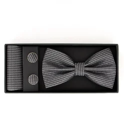 Set Papillon Pochette Gemelli Uomo Unisex Elegante Cerimonia Nero GIOSAL-CP1074A