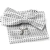 Set Pochette Papillon Gemelli Uomo Unisex Elegante Cerimonia Pois Bianco GIOSAL-CP1123A