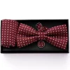 Set Pochette Papillon Gemelli Uomo Unisex Elegante Cerimonia Pois Bordeaux GIOSAL-CP1051A