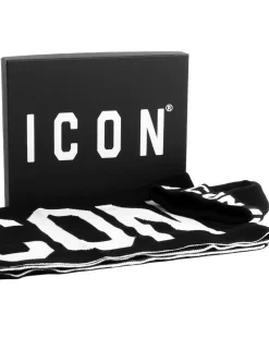 Set Sciarpa Cappello Zuccotto Logo Nero Bianco ICON ICXF2W6BOX3