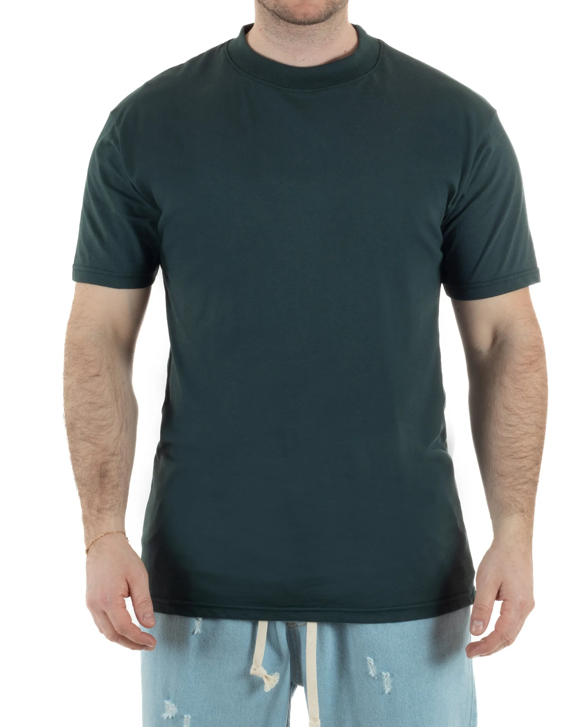 T-Shirt Cotone Basic Gola Alta Verde TCTS1003A