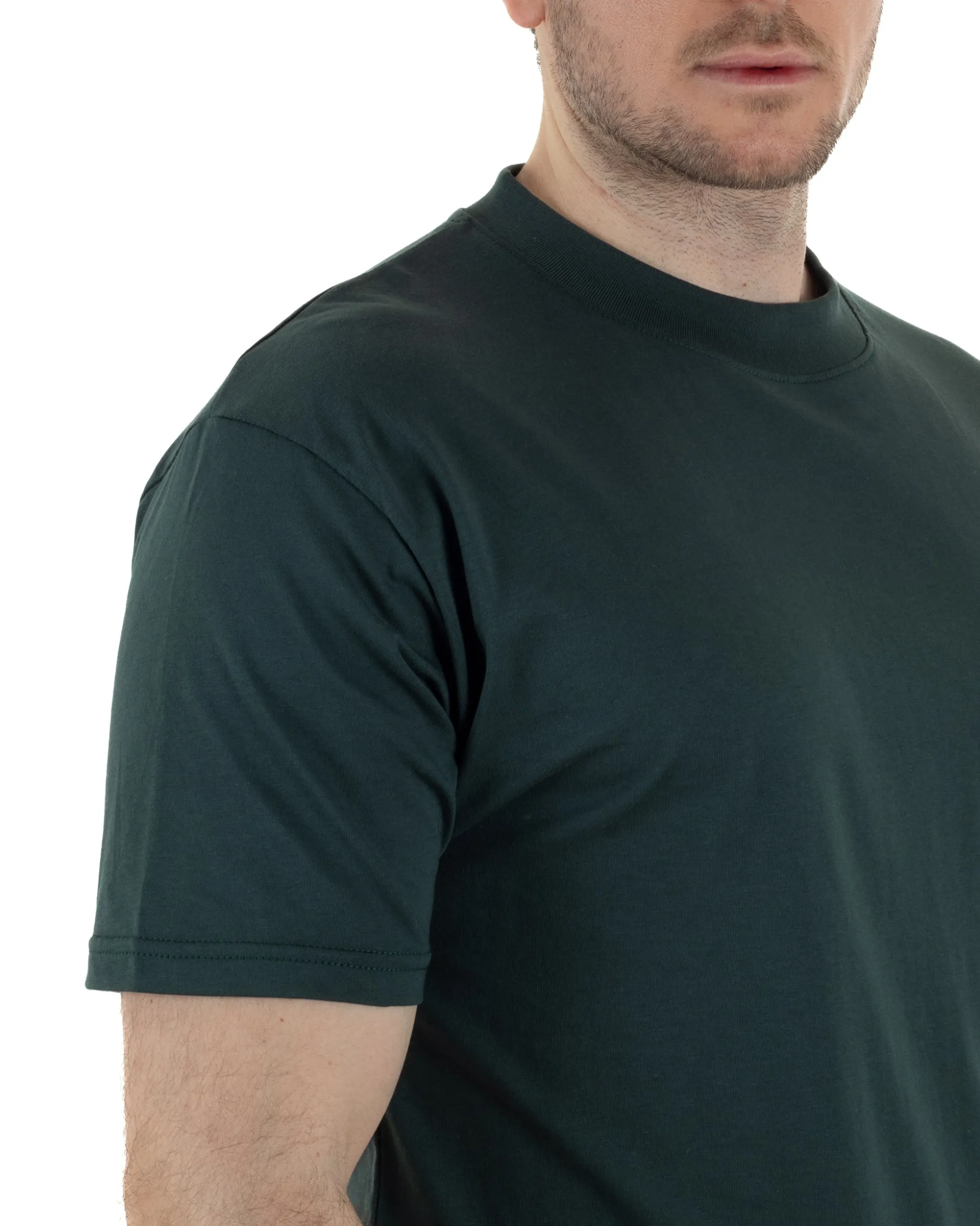 T-Shirt Cotone Basic Gola Alta Verde TCTS1003A