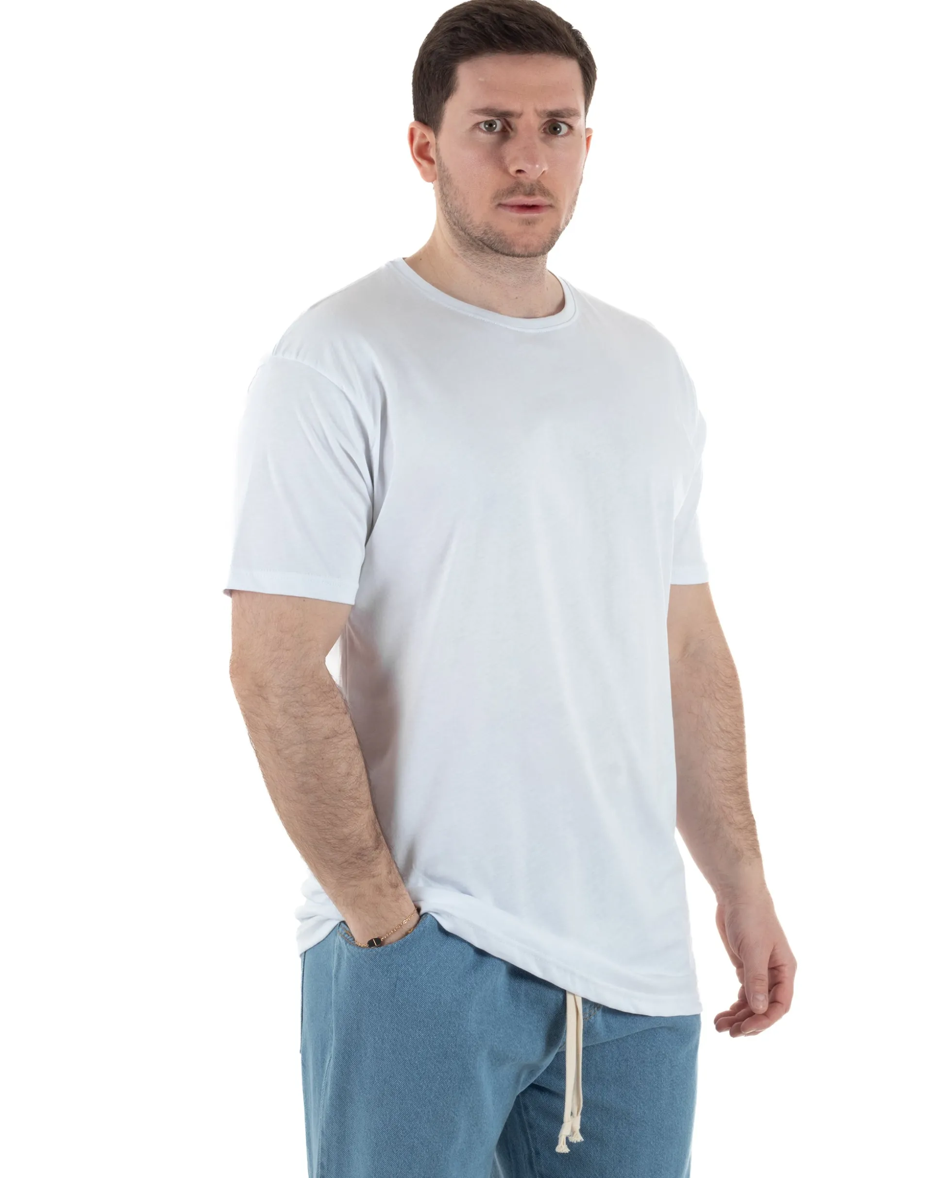 T-Shirt Cotone Basic Regular Fit Bianco TCTS1008A