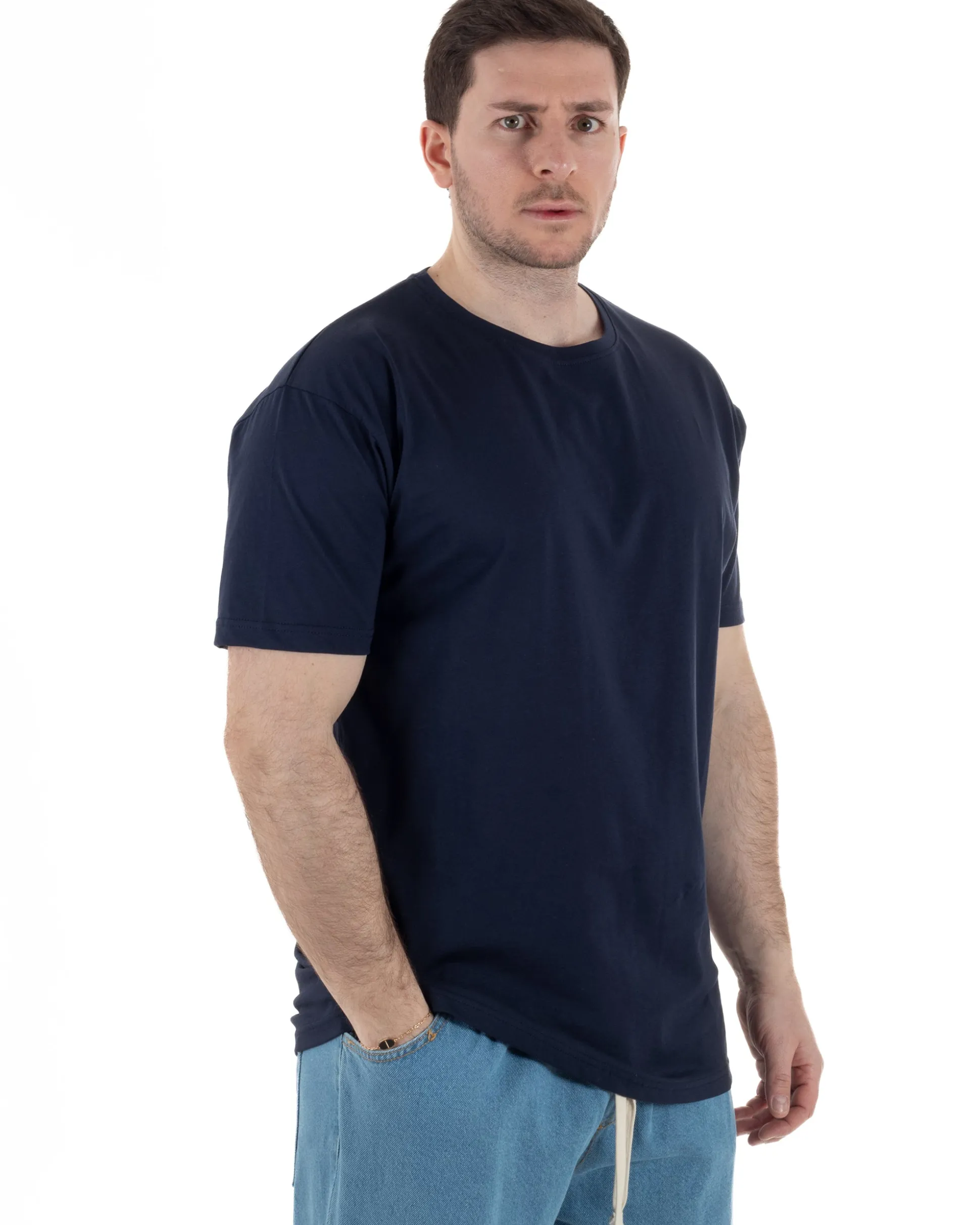 T-Shirt Cotone Basic Regular Fit Blu TCTS1007A