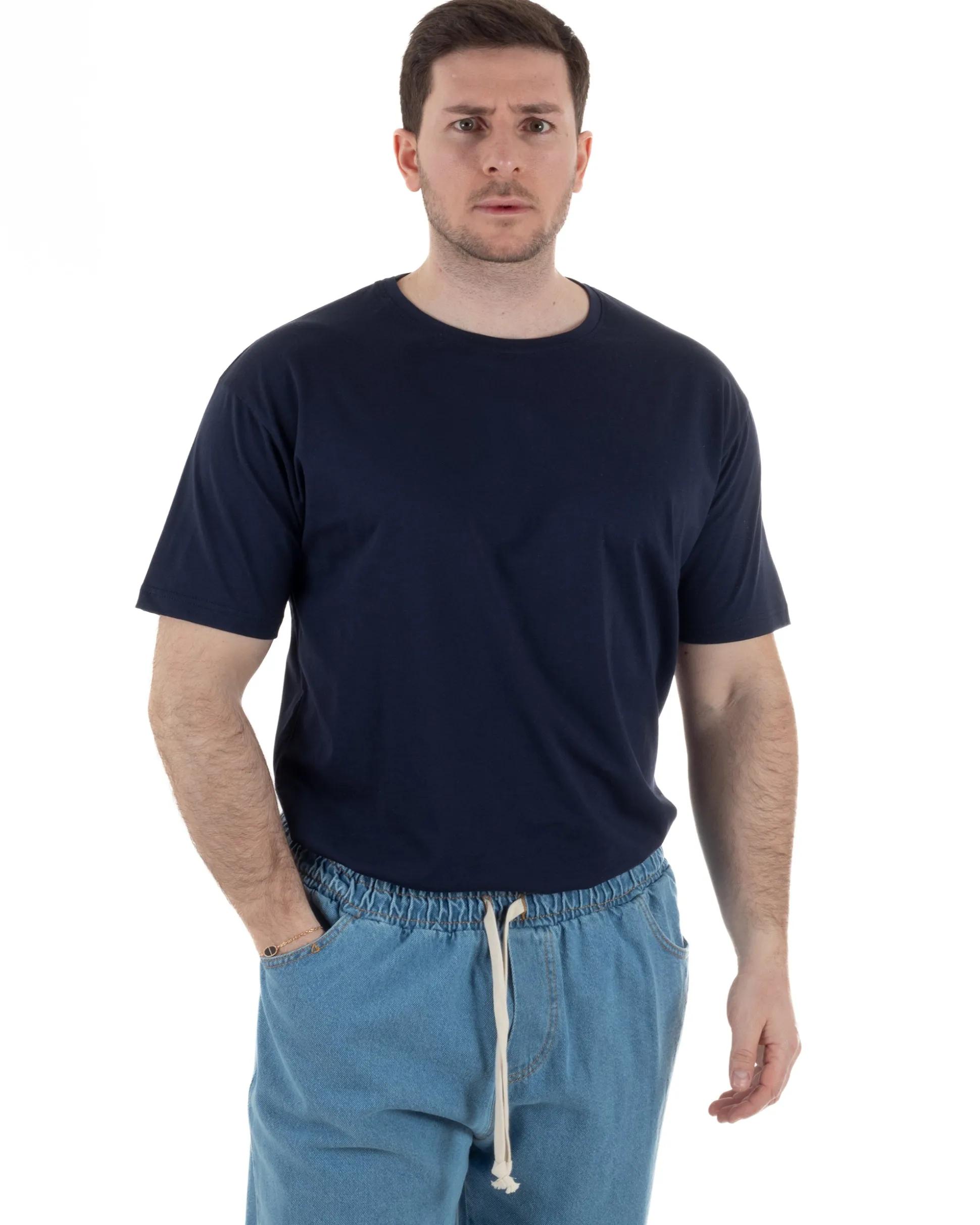 T-Shirt Cotone Basic Regular Fit Blu TCTS1007A