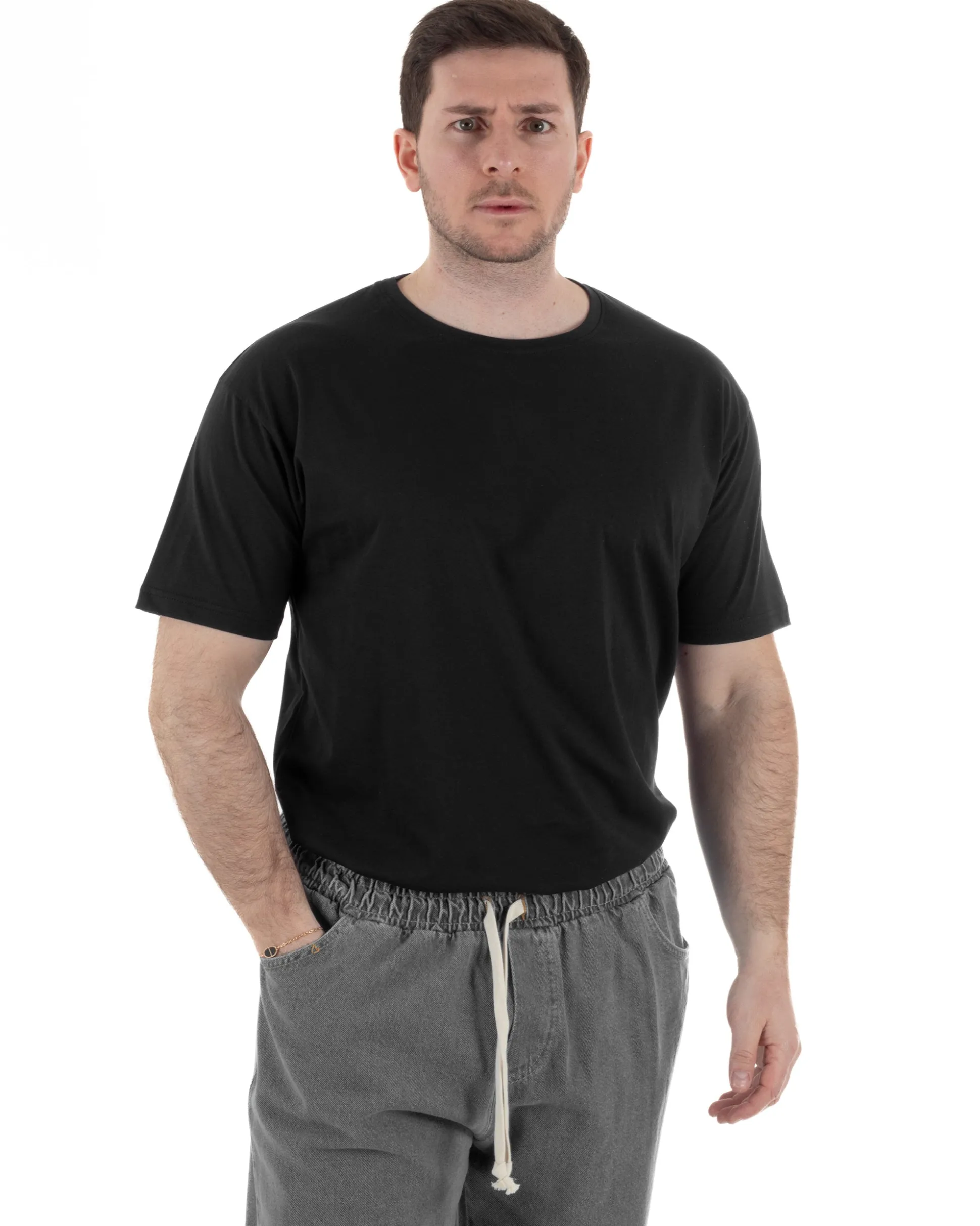 T-Shirt Cotone Basic Regular Fit Nero TCTS1009A