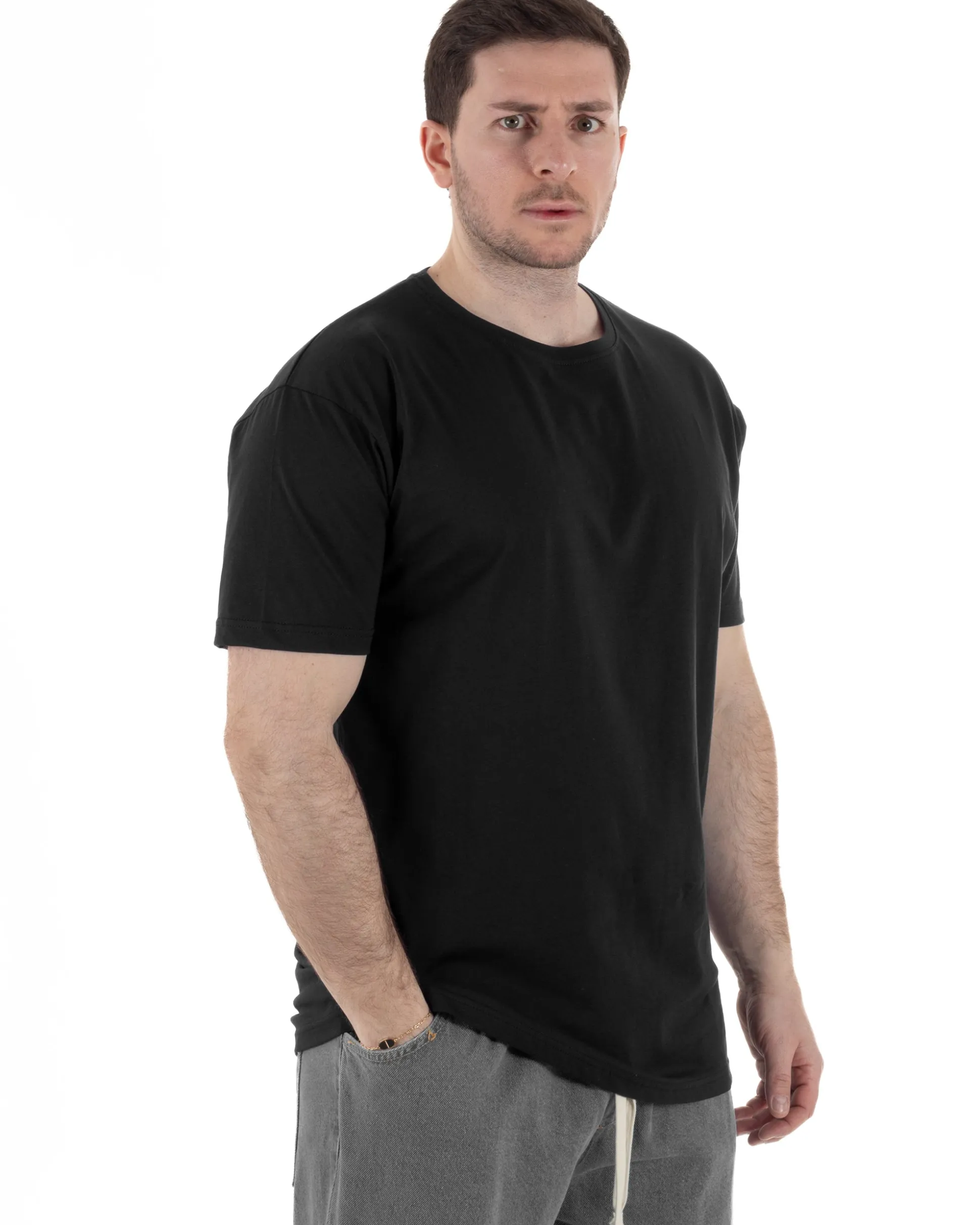 T-Shirt Cotone Basic Regular Fit Nero TCTS1009A