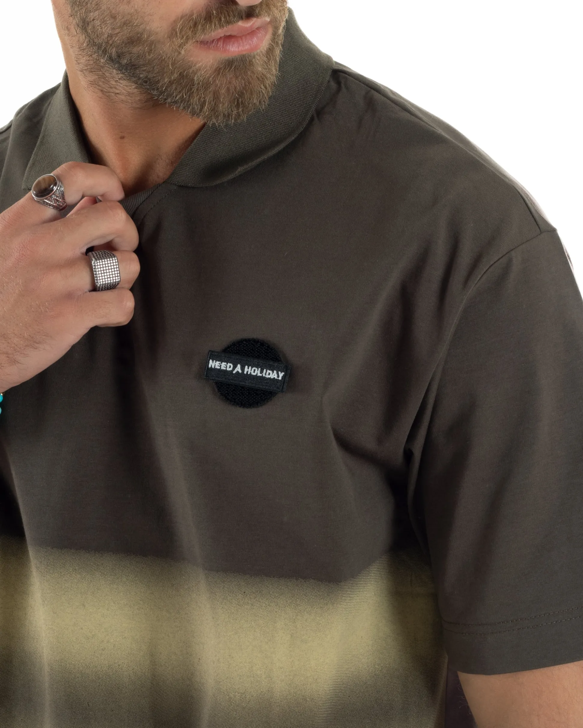 T-shirt Oversize Cotone Polo Sfumata TS3175A