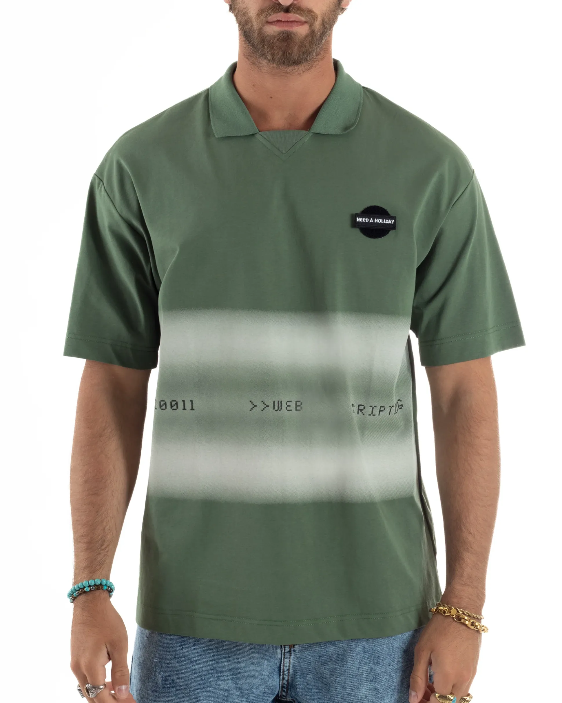 T-shirt Oversize Cotone Polo Sfumata TS3177A