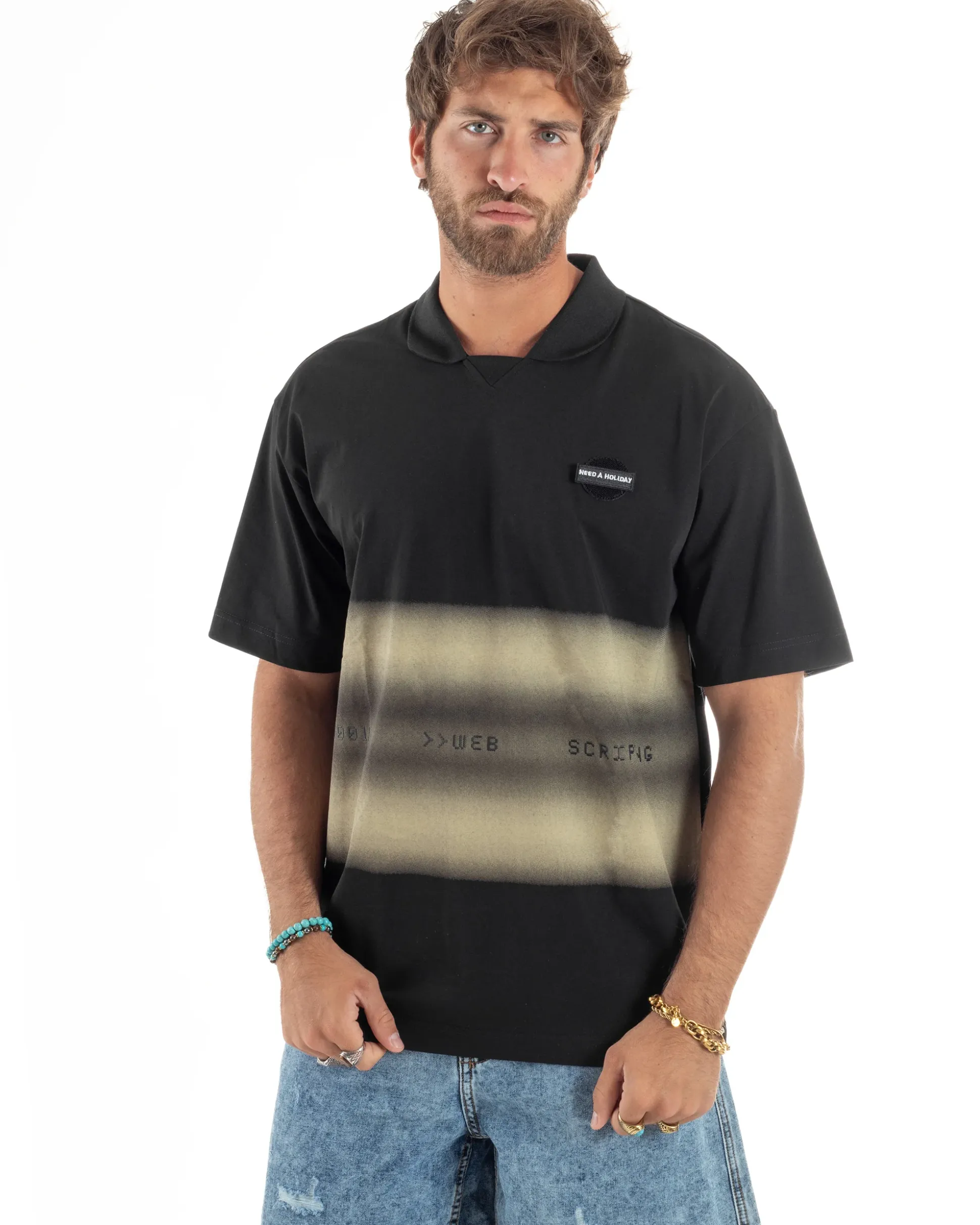 T-shirt Oversize Cotone Polo Sfumata TS3176A