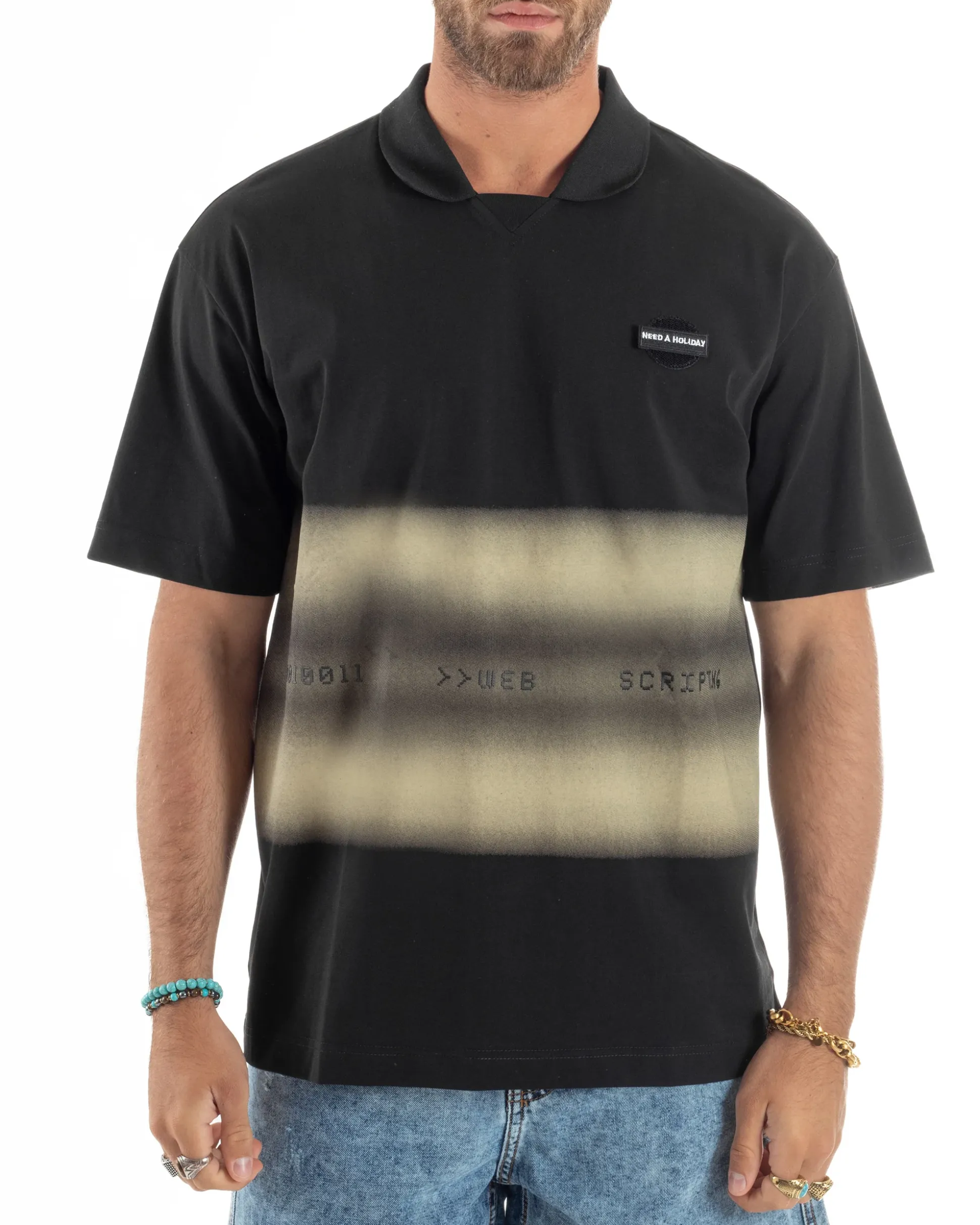 T-shirt Oversize Cotone Polo Sfumata TS3176A
