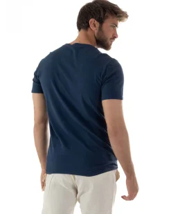 T-shirt serafino maglia cotone bottoncini blu GIOSAL-TS3119A
