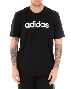 T-shirt Uomo Adidas Logo Lin Tee Stampa Tinta Unita Nera Girocollo Cotone Maniche Corte GIOSAL-TS2431A