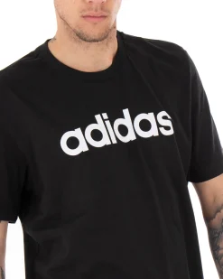 T-shirt Uomo Adidas Logo Lin Tee Stampa Tinta Unita Nera Girocollo Cotone Maniche Corte GIOSAL-TS2431A