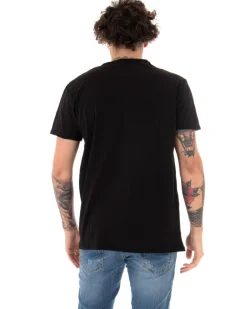 T-shirt Uomo Basic Tinta Unita Nera Girocollo Manica Corta GIOSAL-TS2956A