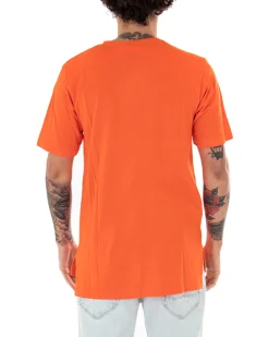 T-shirt Uomo Basic Tinta Unita Arancione Girocollo Manica Corta Casual Spacchi GIOSAL-TS2936A