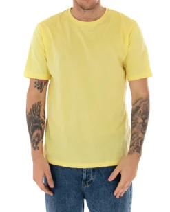 T-shirt Uomo Basic Tinta Unita Manica Corta Girocollo Giallo Casual GIOSAL-TS2916A
