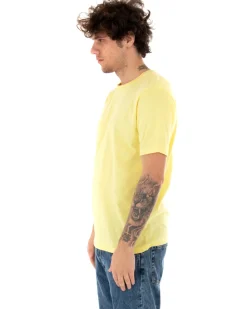T-shirt Uomo Basic Tinta Unita Manica Corta Girocollo Giallo Casual GIOSAL-TS2916A