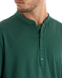 T-shirt Uomo Collo Bottoni Tinta Unita Verde Manica Corta Bianca Casual GIOSAL-TS2886A