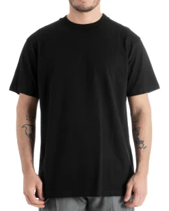 T-shirt Uomo Cotone Girocollo Gola Alta Basic Tinta Unita Nero TS2983A