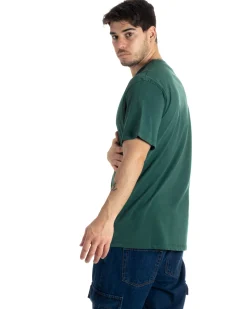 T-shirt Uomo Cotone Girocollo Gola Alta Basic Tinta Unita Verde TS2980A