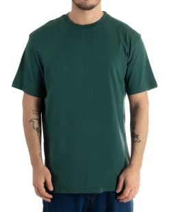 T-shirt Uomo Cotone Girocollo Gola Alta Basic Tinta Unita Verde TS2980A