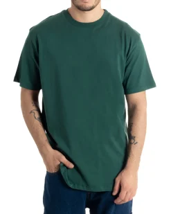 T-shirt Uomo Cotone Girocollo Gola Alta Basic Tinta Unita Verde TS2980A