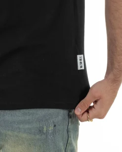 T-shirt uomo cotone logata regular fit basic nero BERNA M-261062