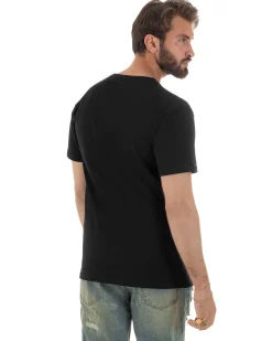 T-shirt uomo cotone logata regular fit basic nero BERNA M-261062