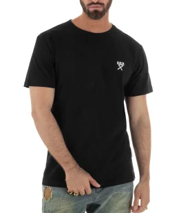 T-shirt uomo cotone logata regular fit basic nero BERNA M-261062