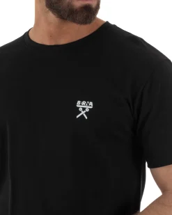 T-shirt uomo cotone logata regular fit basic nero BERNA M-261062