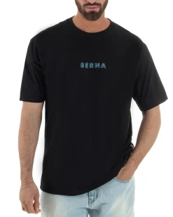 T-shirt uomo cotone stampa aquila atzeca nero BERNA M-261078