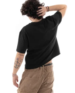 T-shirt Uomo Cropped Boxy Fit Corta Taglio Vivo Nero TS2854A