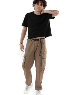T-shirt Uomo Cropped Boxy Fit Corta Taglio Vivo Nero TS2854A