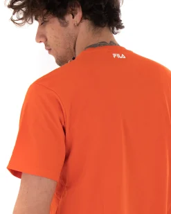 T-shirt Uomo Fila Classic Pure Tinta Unita Arancione Logo Maniche Corte GIOSAL-TS2434A