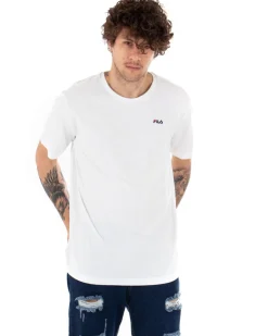 T-shirt Uomo Fila Logo Piccolo Unwind Bianco Cotone Casual Maniche Corte GIOSAL-TS2536A