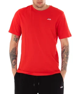 T-shirt Uomo Fila Logo Piccolo Unwind Rosso Cotone Casual Maniche Corte GIOSAL-TS2464A