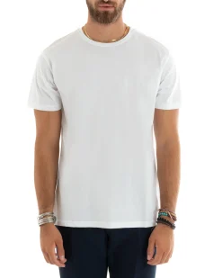 T-shirt uomo filo di scozia basic leggera bianco GIOSAL-TS2976A