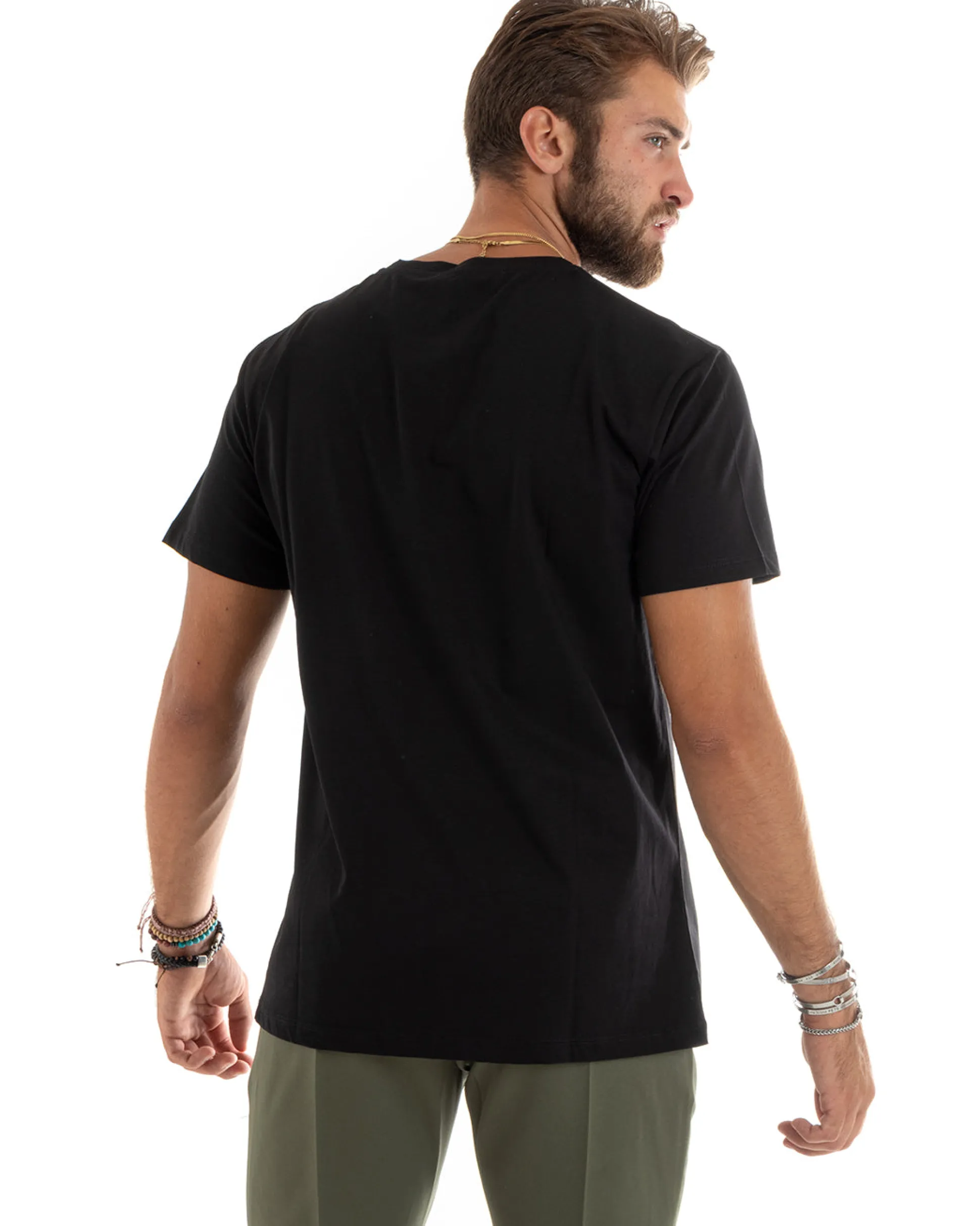 T-shirt Uomo Filo Di Scozia Basic Leggera Nero TS2979A