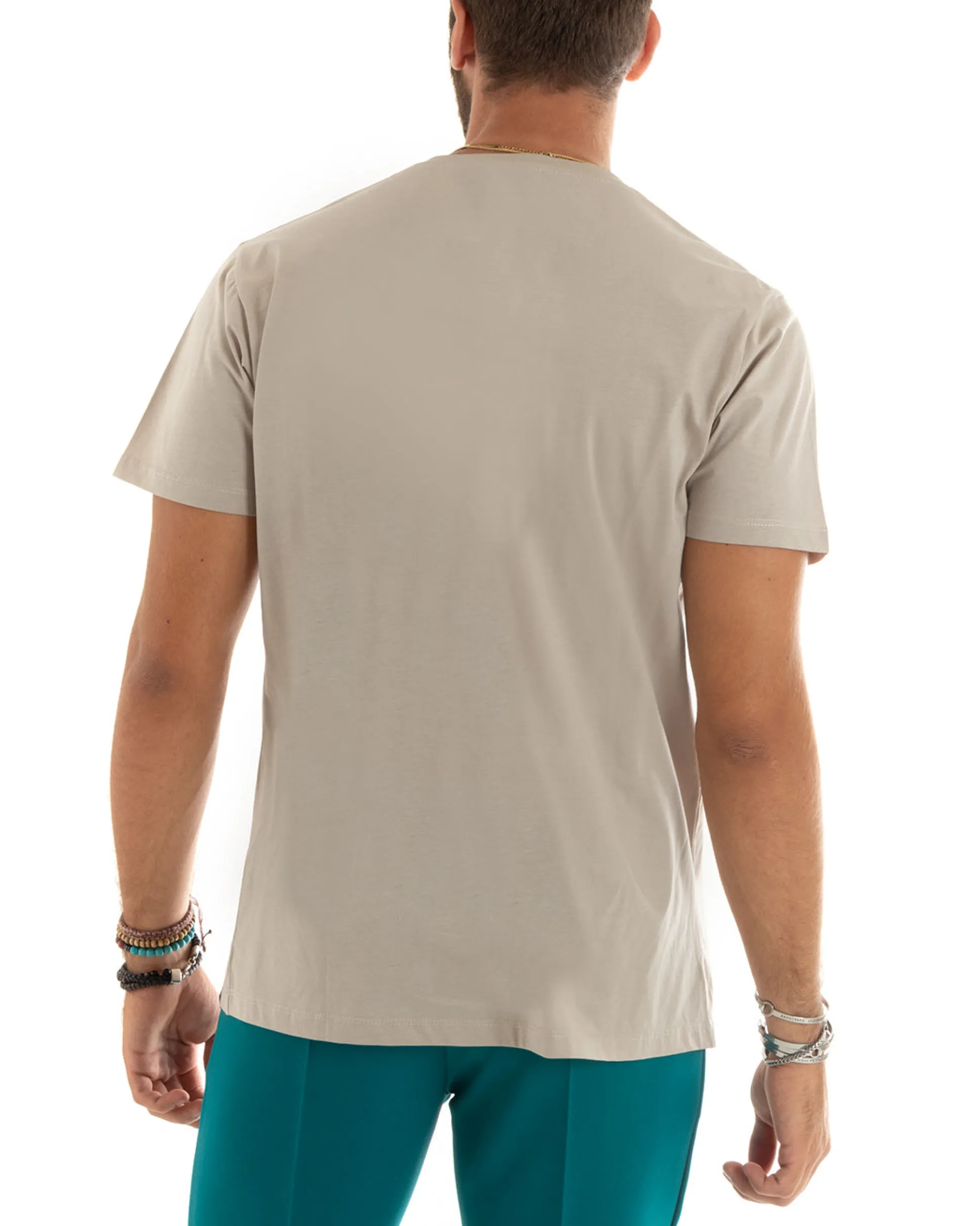 T-shirt Uomo Filo Di Scozia Basic Leggera Beige TS2978A